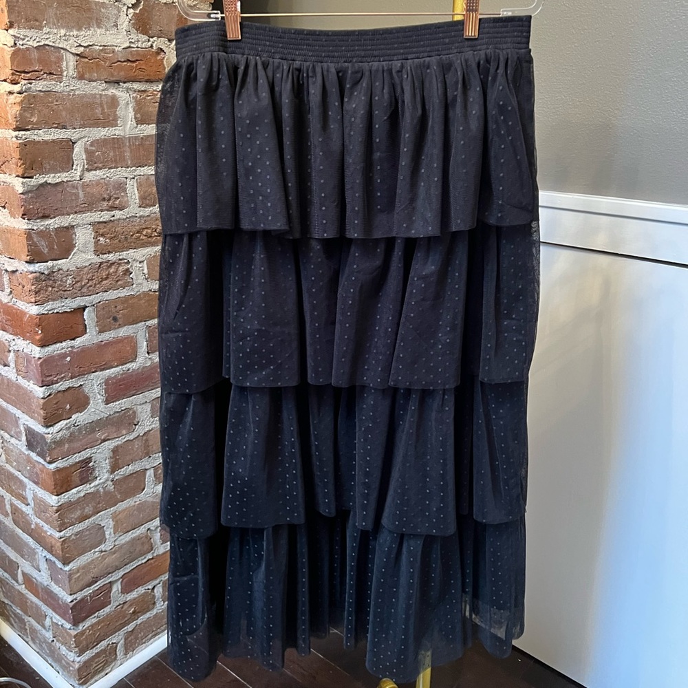 Tiered Black Tulle Midi Skirt purchased on Vici